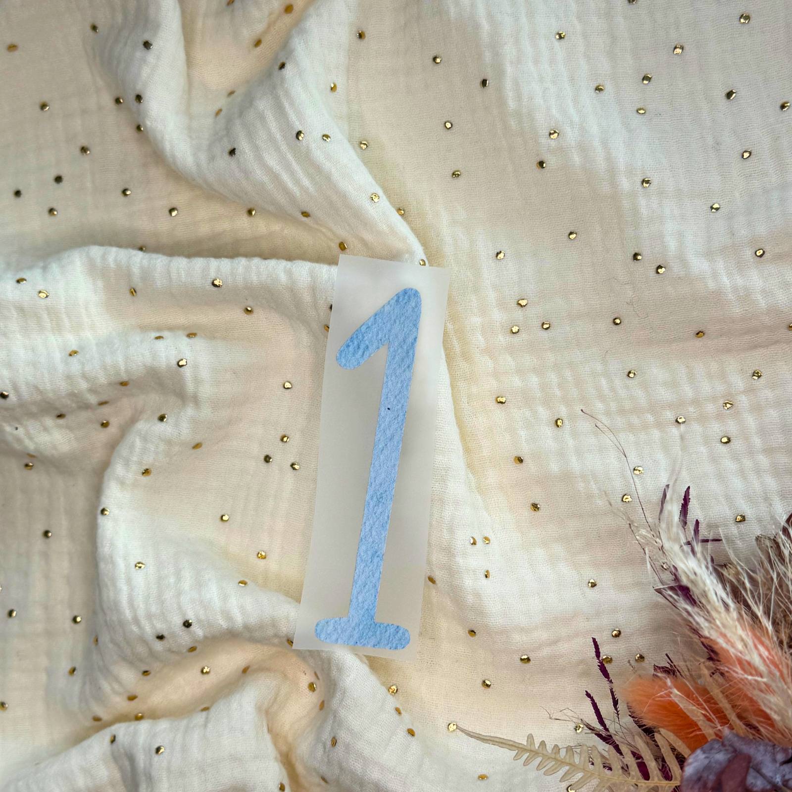 Bügelbild Geburtstag Zahlen blau