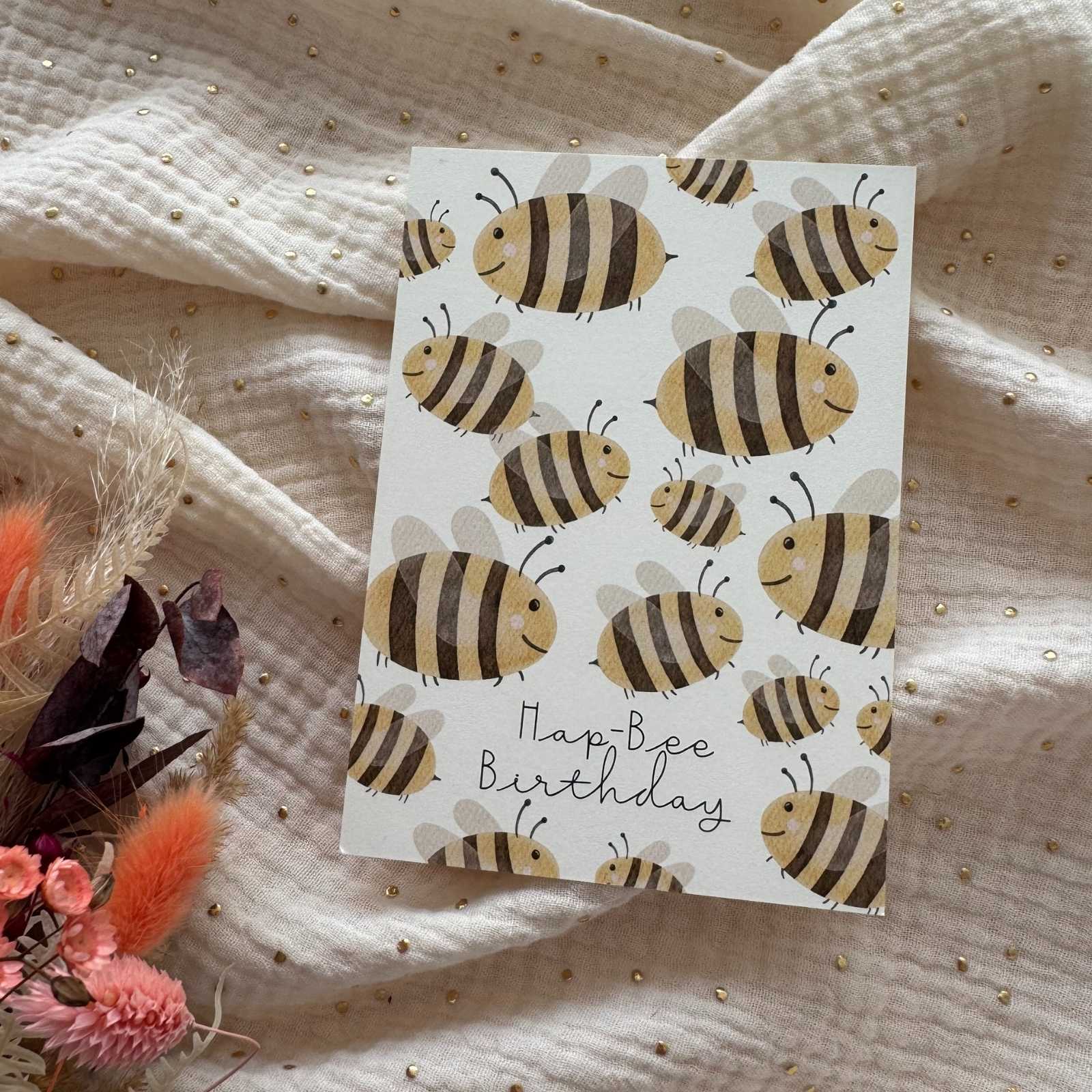 Postkarte Geburtstag Bienen