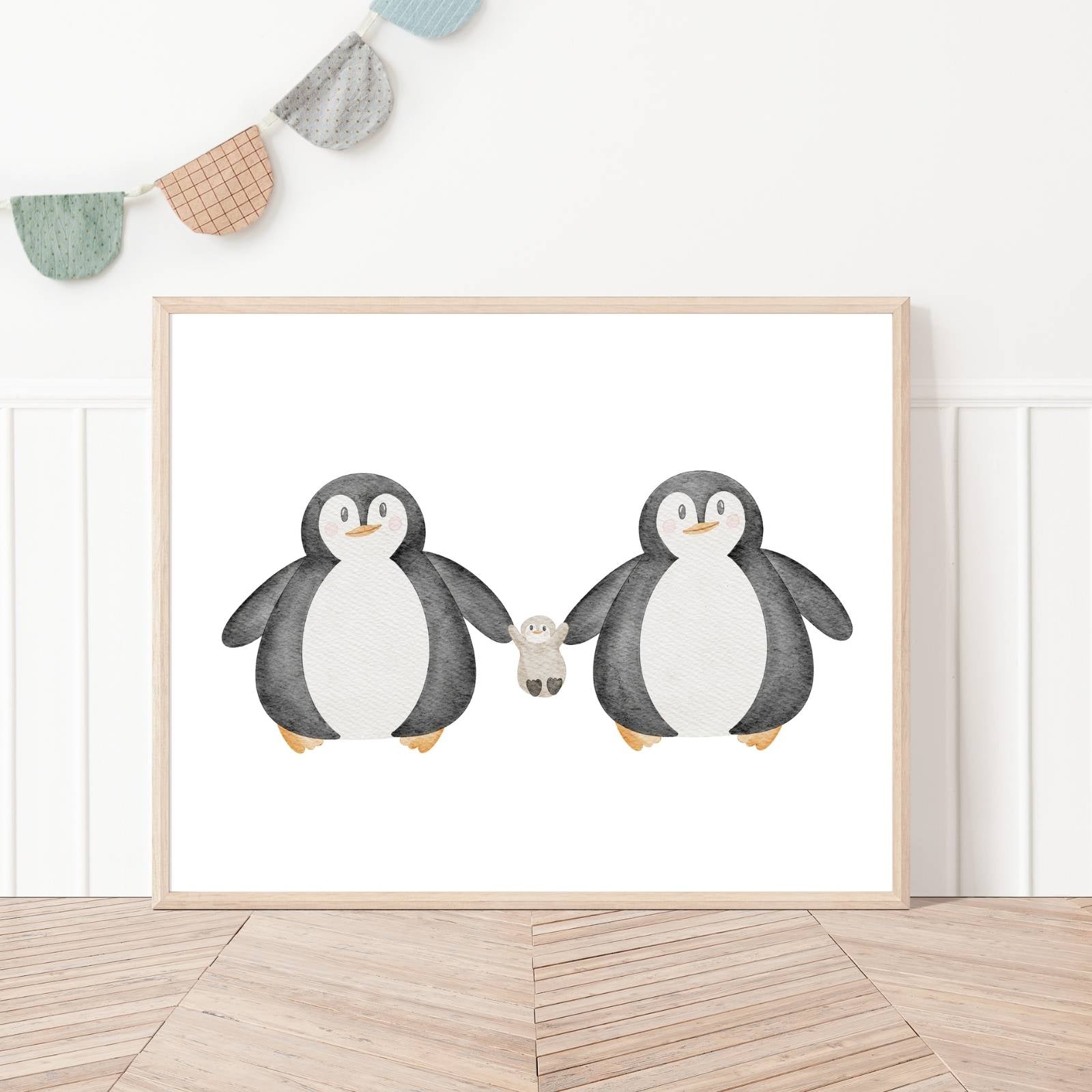 Kinderposter Pinguinfamilie