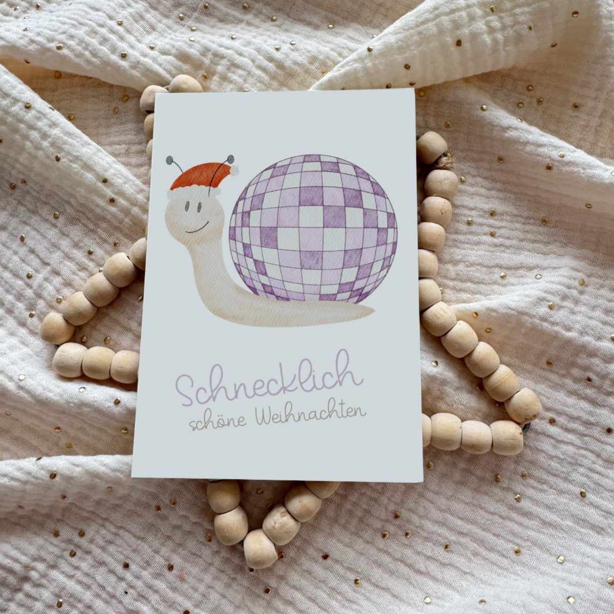 Weihnachtskarte Schnecke Disco