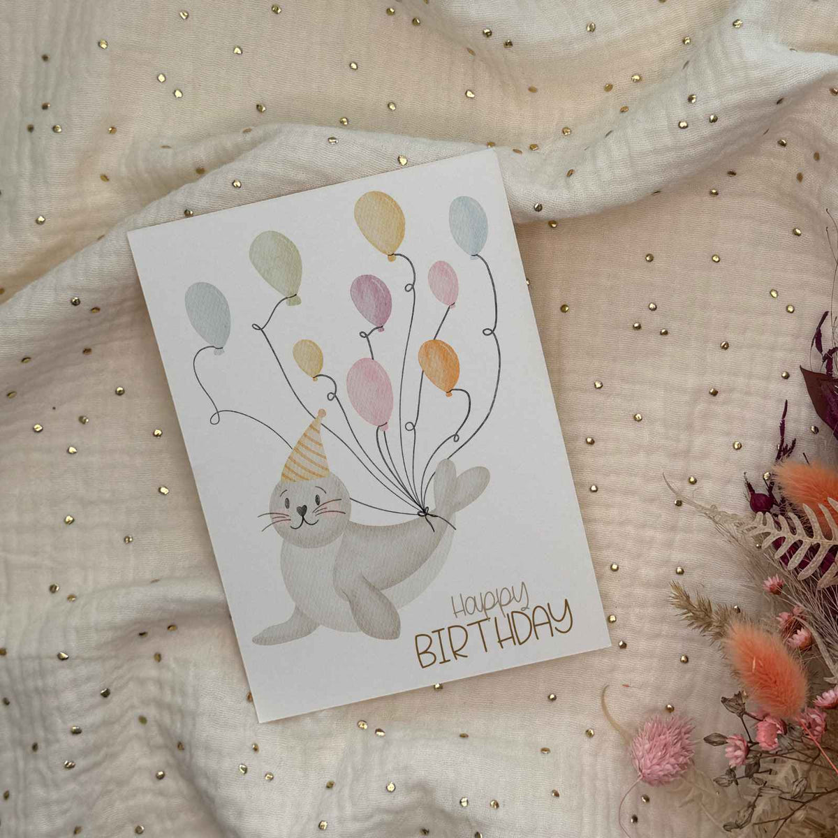Postkarte Geburtstag Robbe