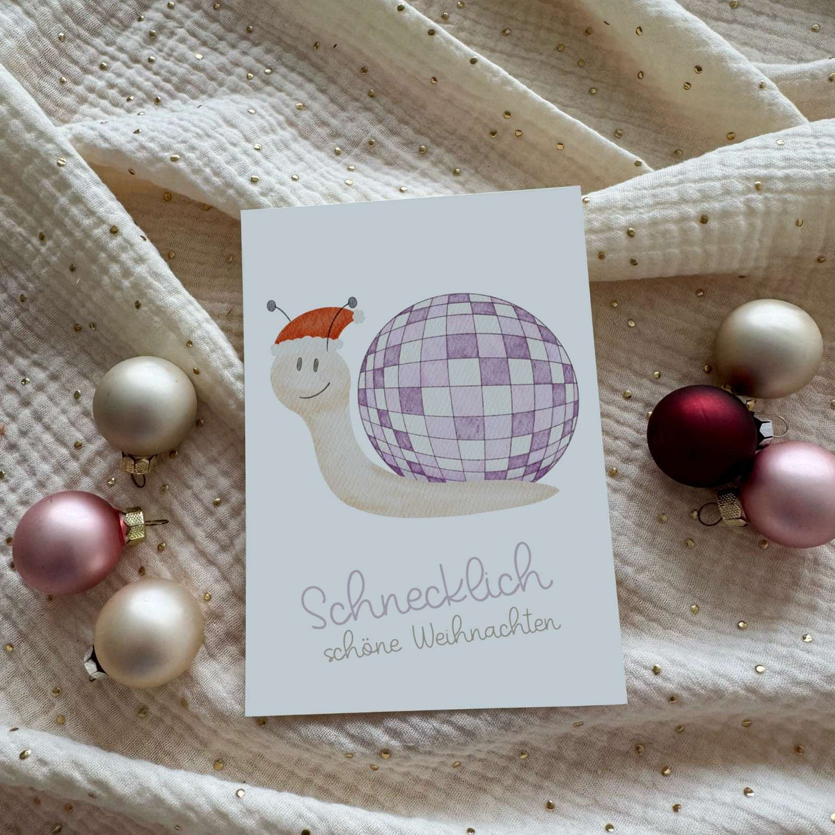 Weihnachtskarte Schnecke Disco