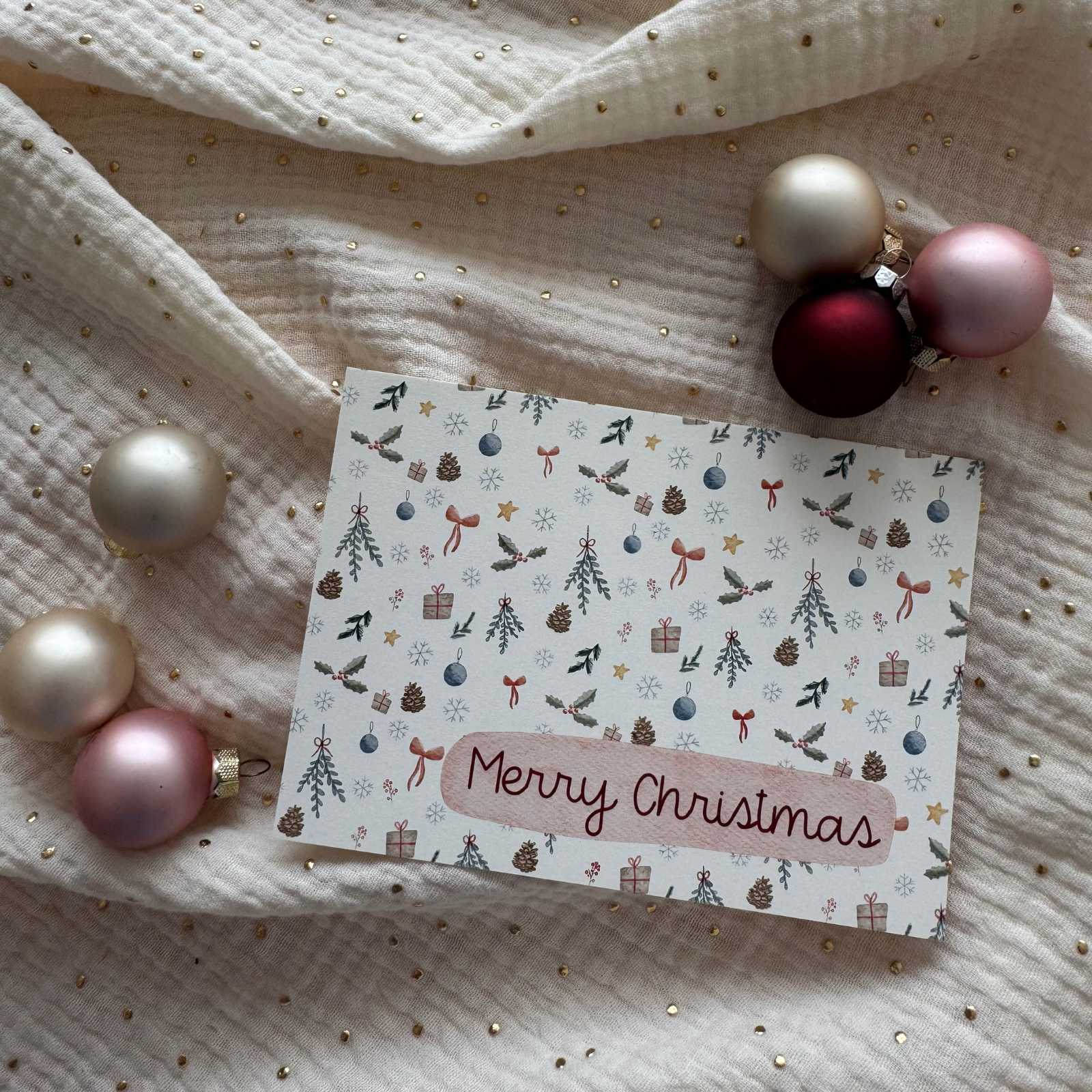 Weihnachtskarte Boho Ornamente