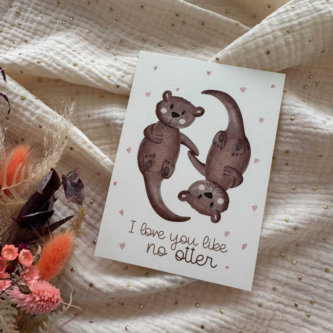 Postkarte Otter Liebe