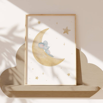 Kinderposter Mond mit Maus