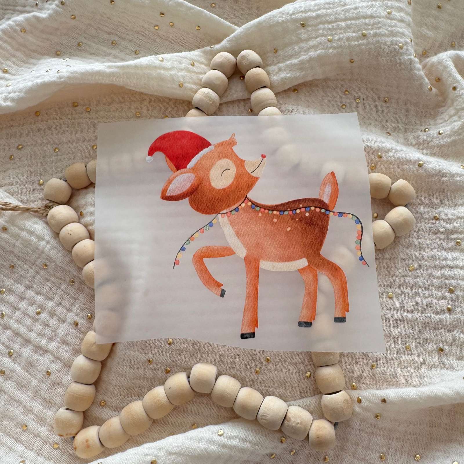 Bügelbild Reh Weihnachten