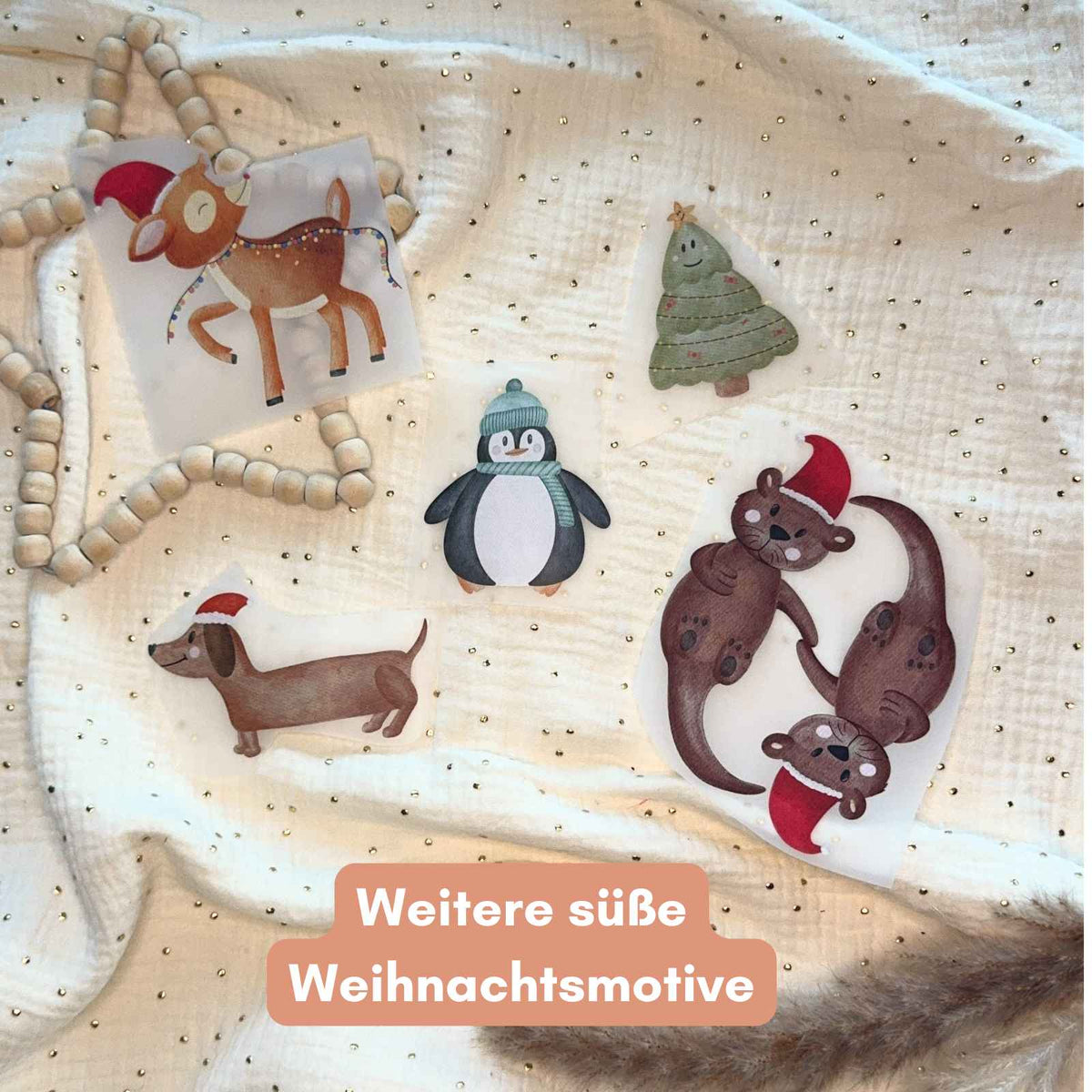 Bügelbild Dackel Weihnachten