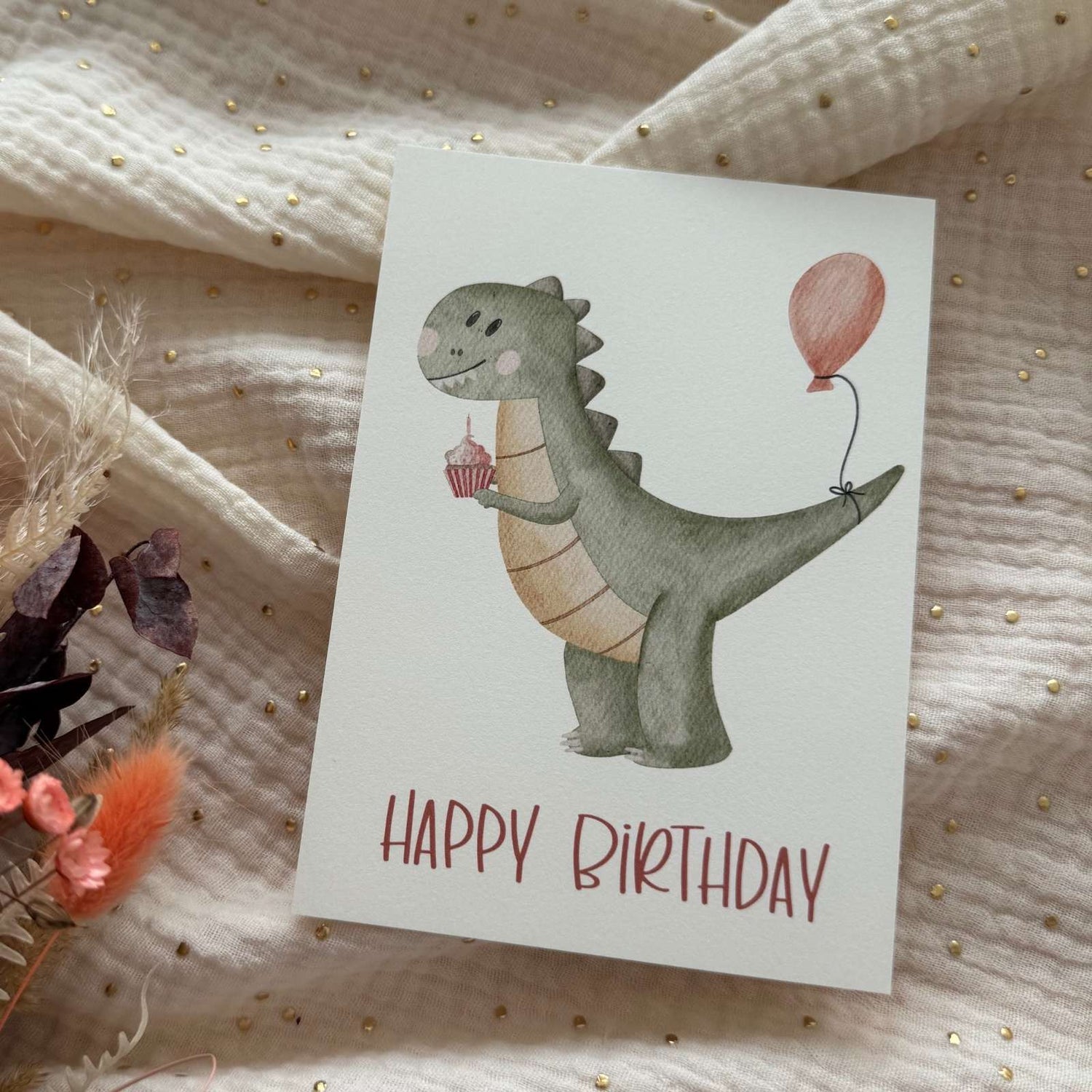 Postkarte Geburtstag Dino