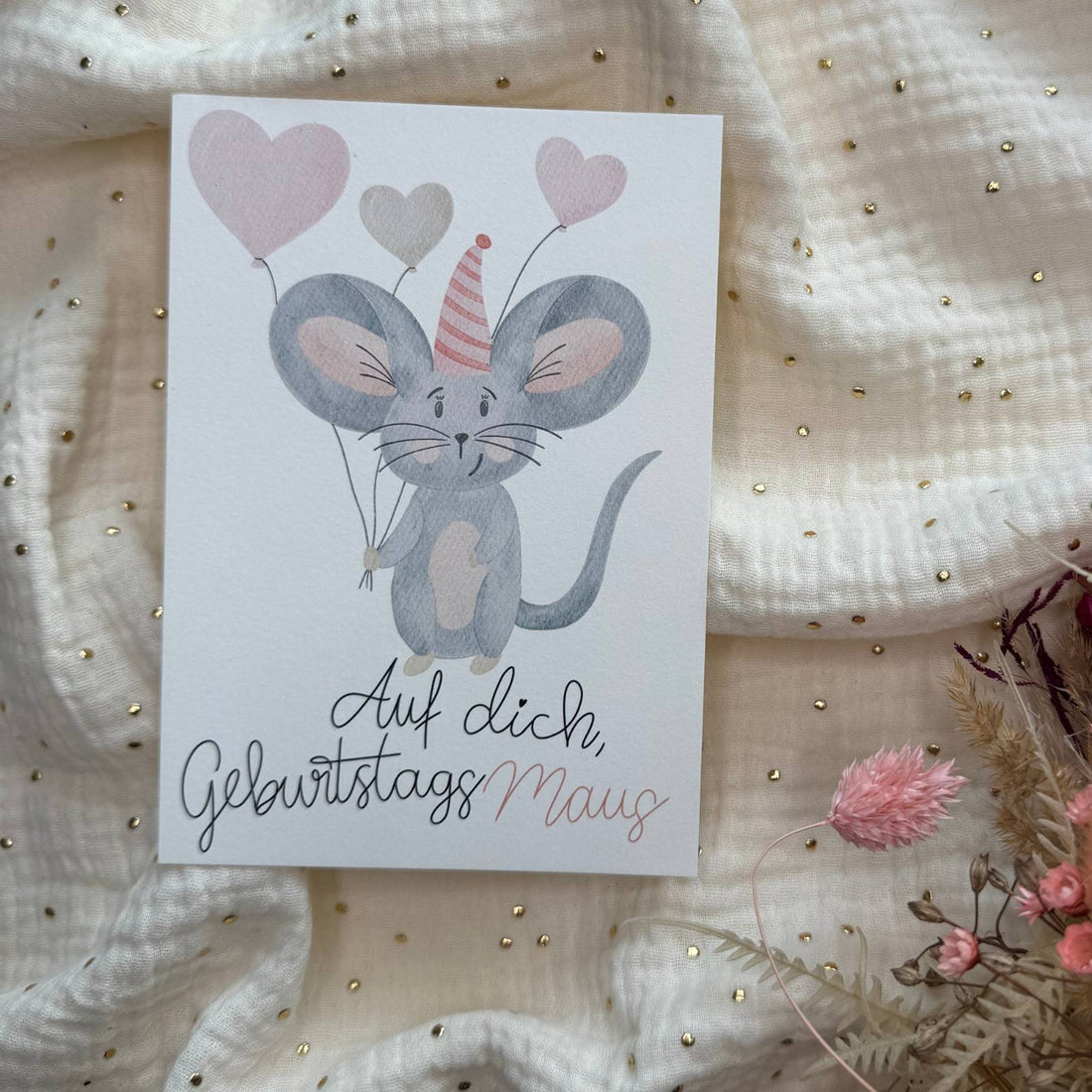 Postkarte Geburtstag Maus