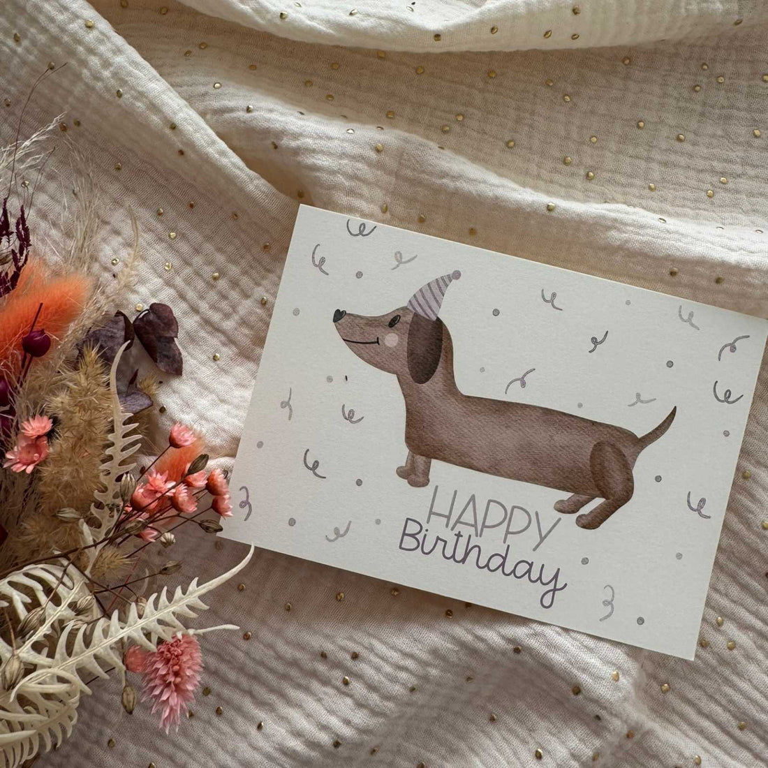 Postkarte Geburtstag Dackel