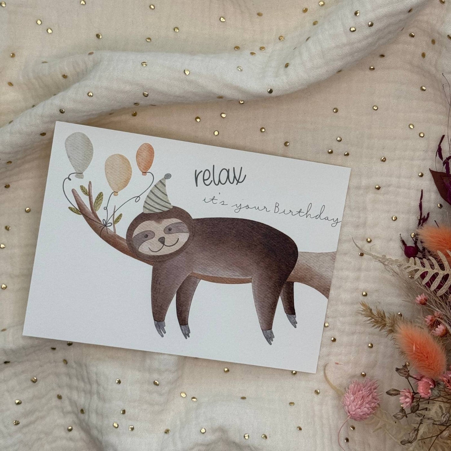 Postkarte Geburtstag Faultier