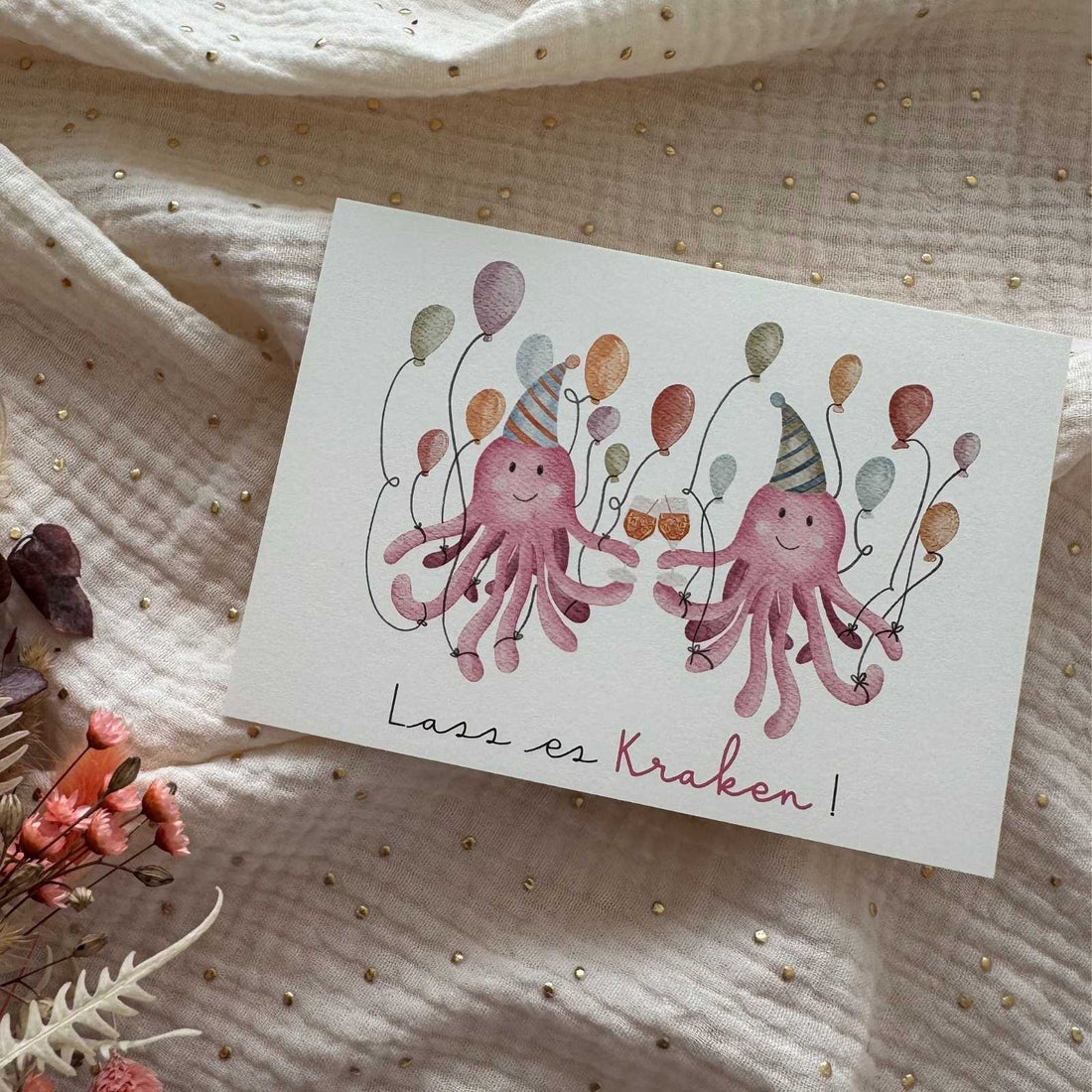Postkarte Geburtstag Kraken