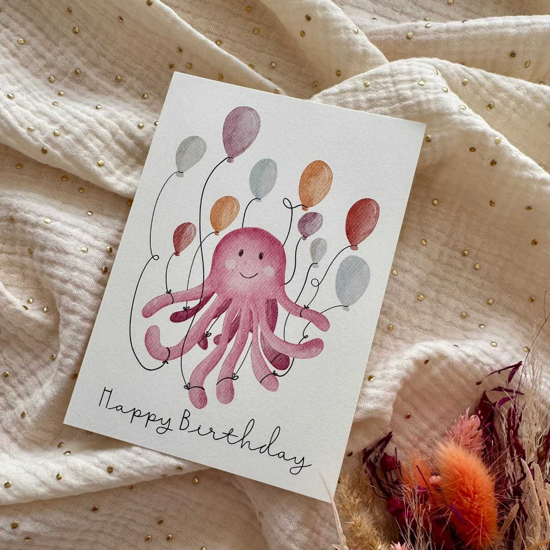 Postkarte Geburtstag Krake