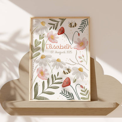 Kinderposter Blumen personalisierbar