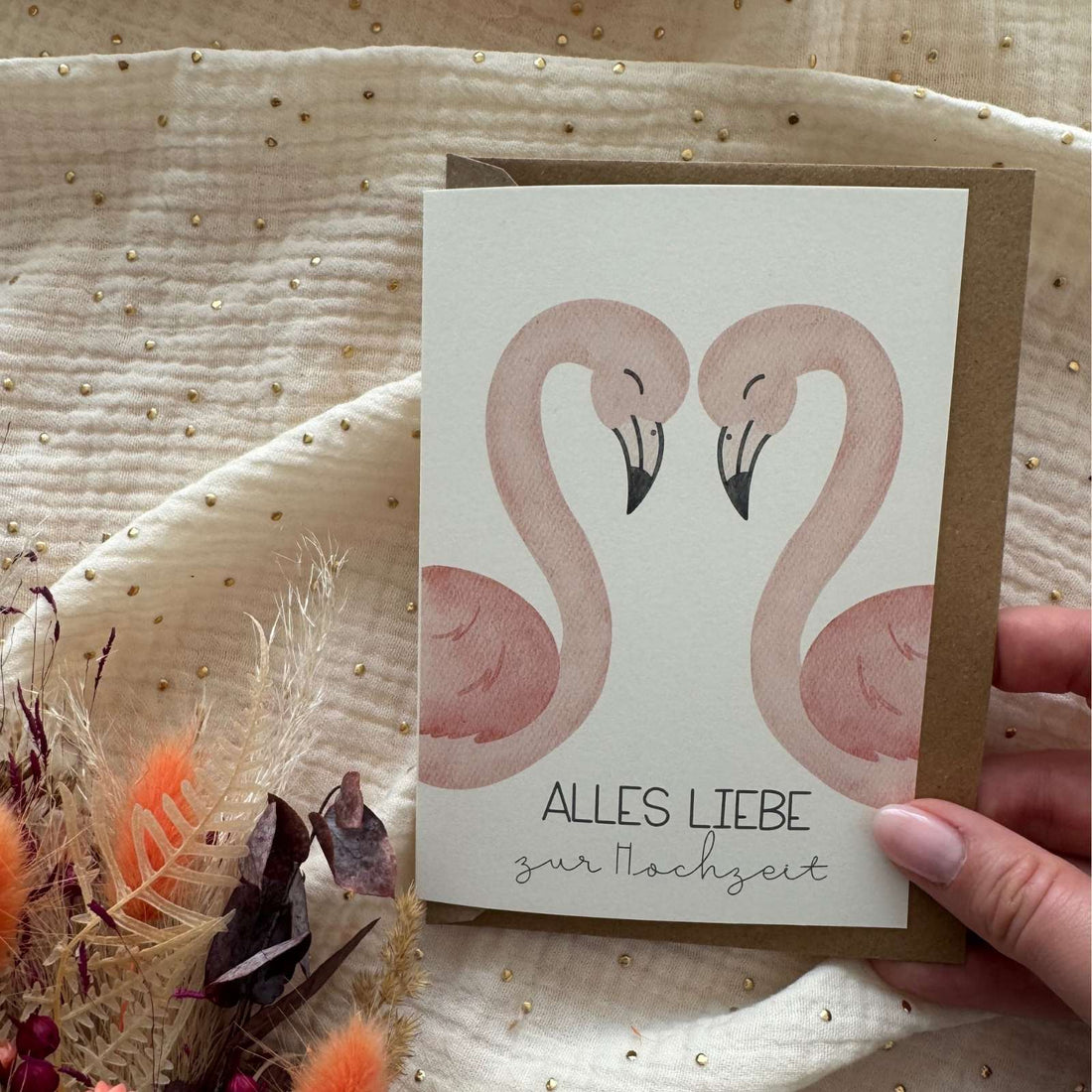 Hochzeitskarte Flamingo