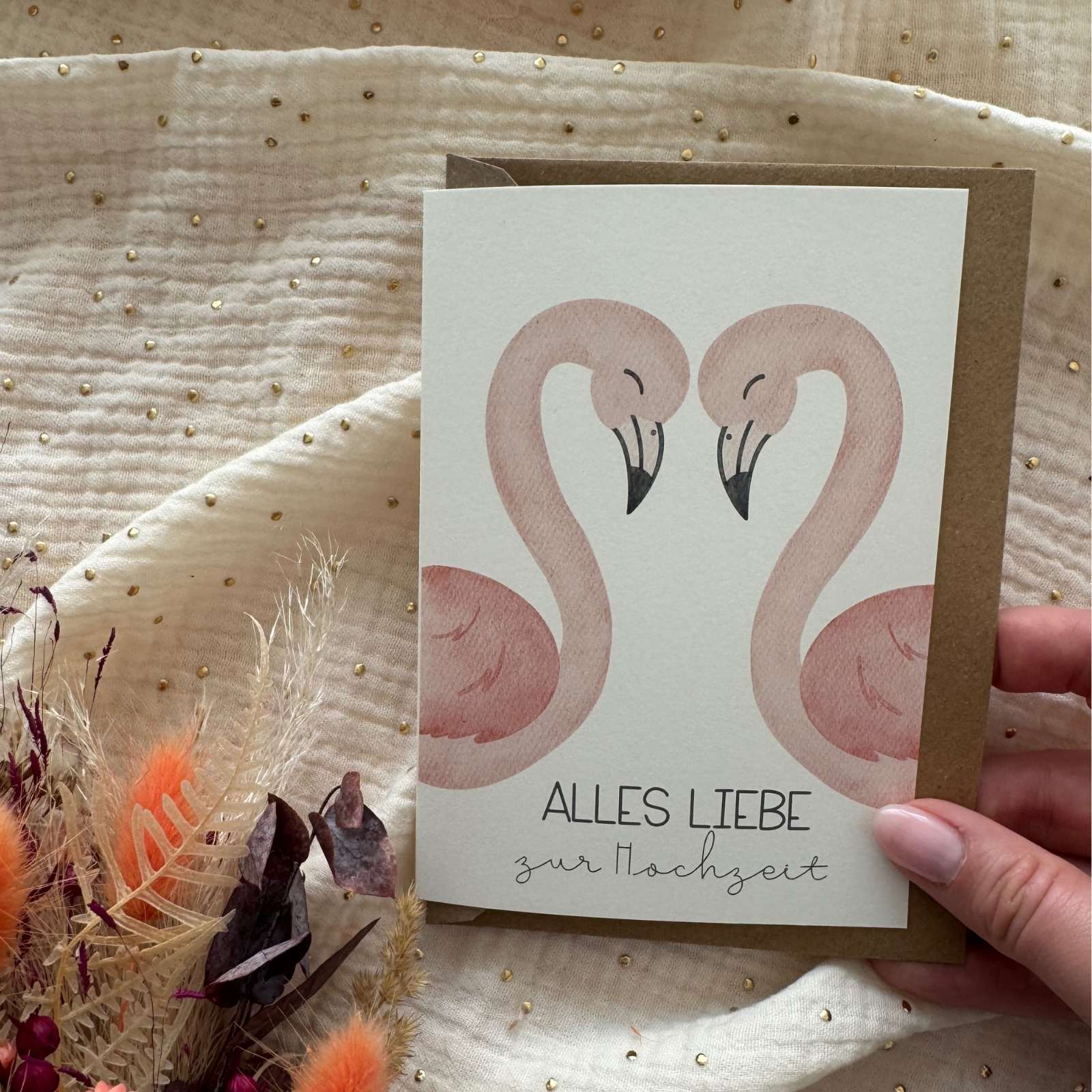 Hochzeitskarte Flamingo