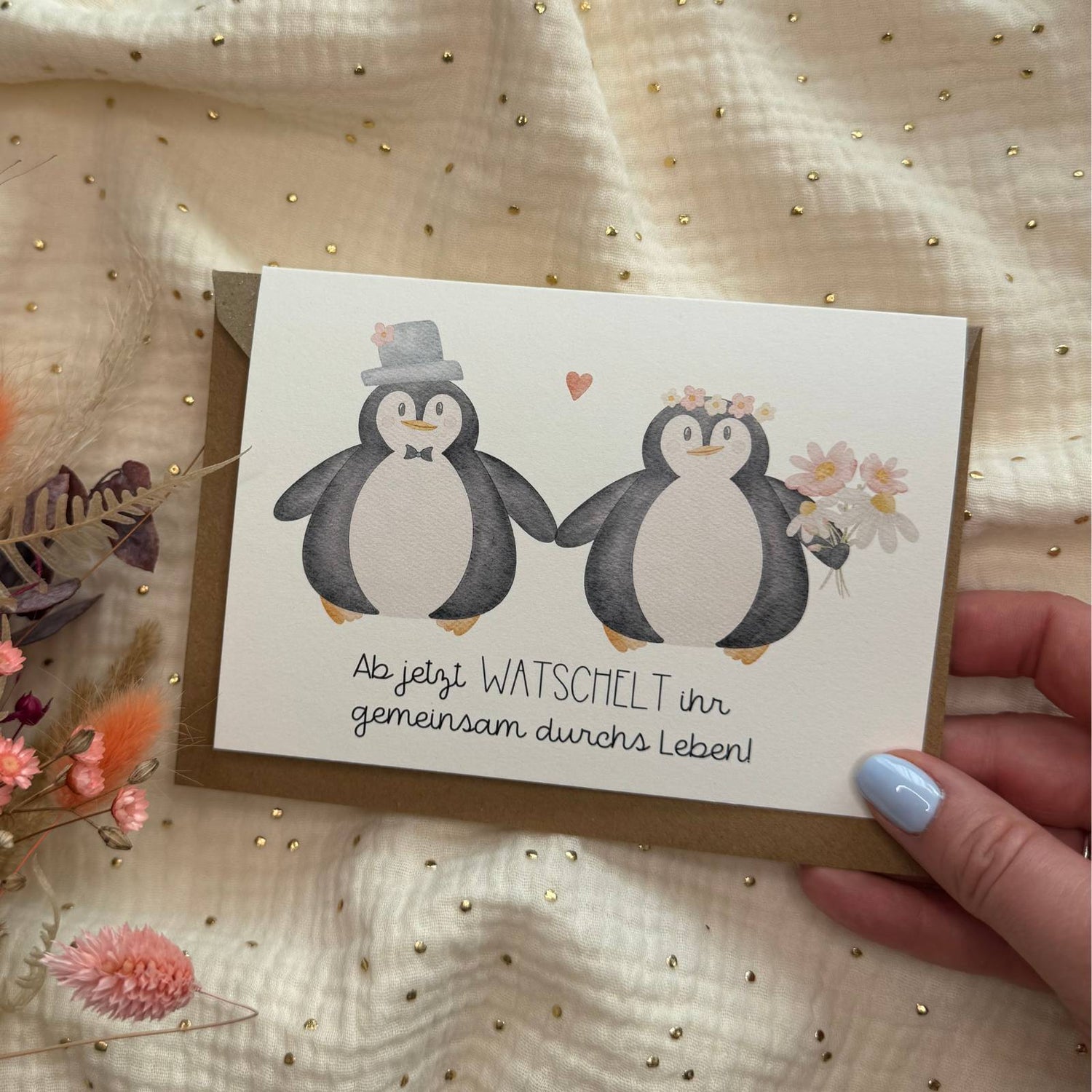 Hochzeitskarte Pinguin