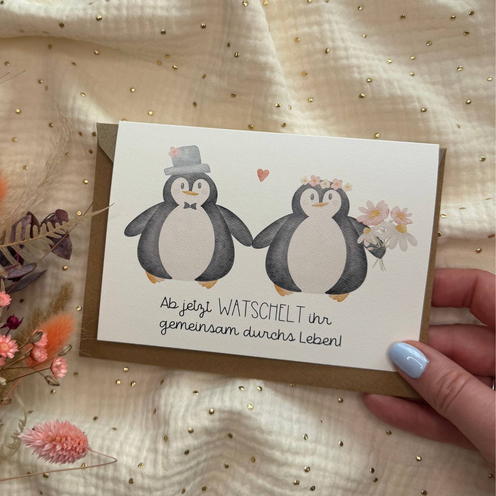 Hochzeitskarte Pinguin