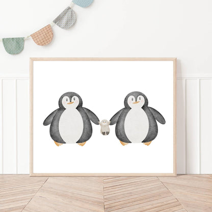 Kinderposter Pinguinfamilie