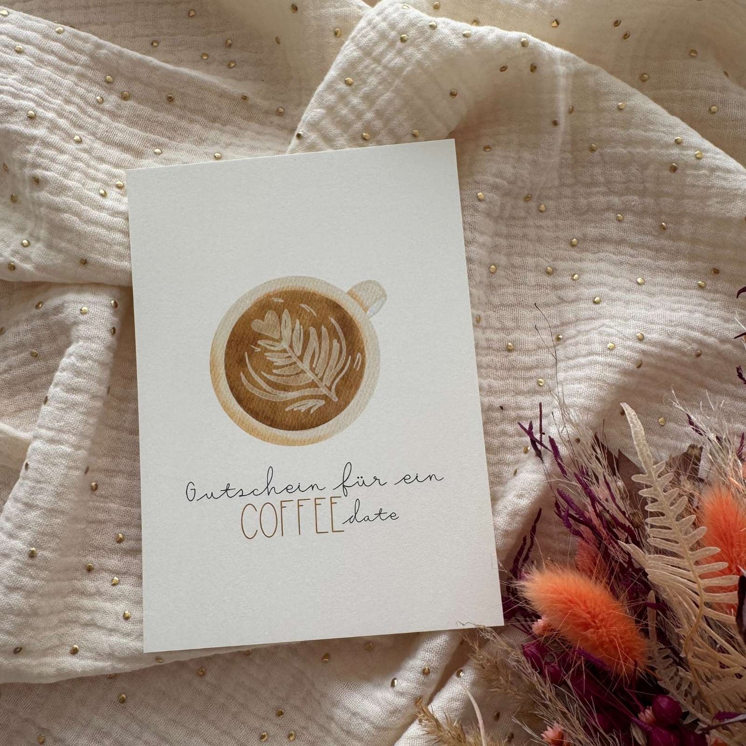 Postkarte Kaffee Gutschein