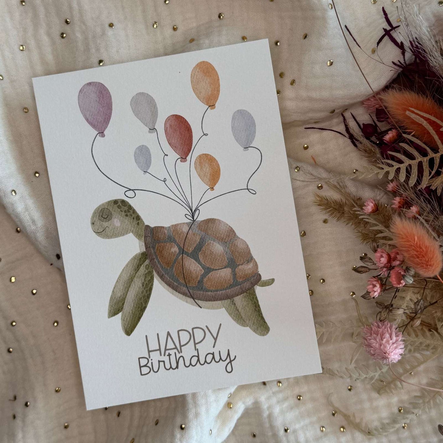 Postkarte Geburtstag Schildkröte