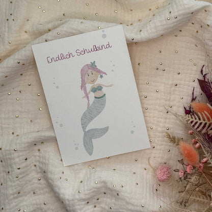 Postkarte Einschulung Meerjungfrau