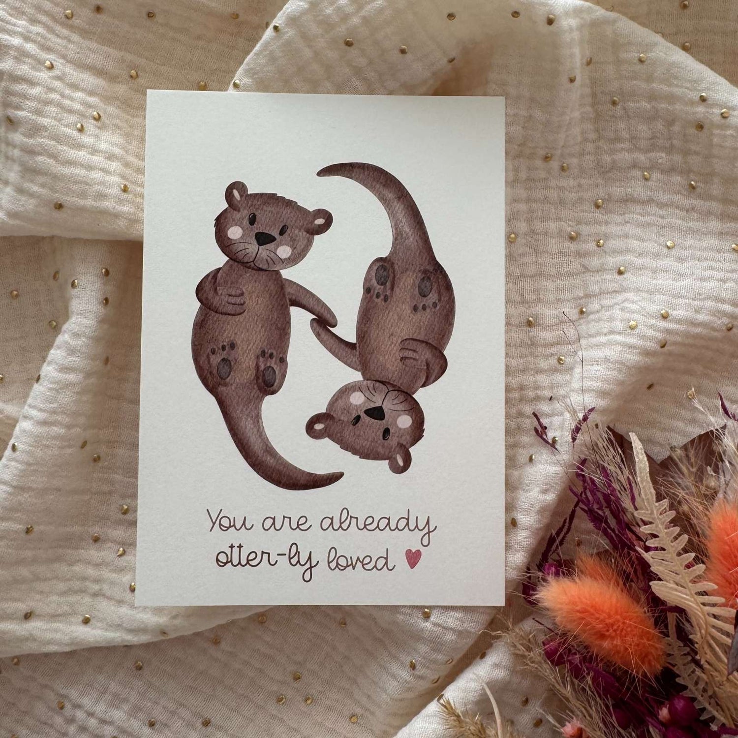 Postkarte zur Geburt Otter