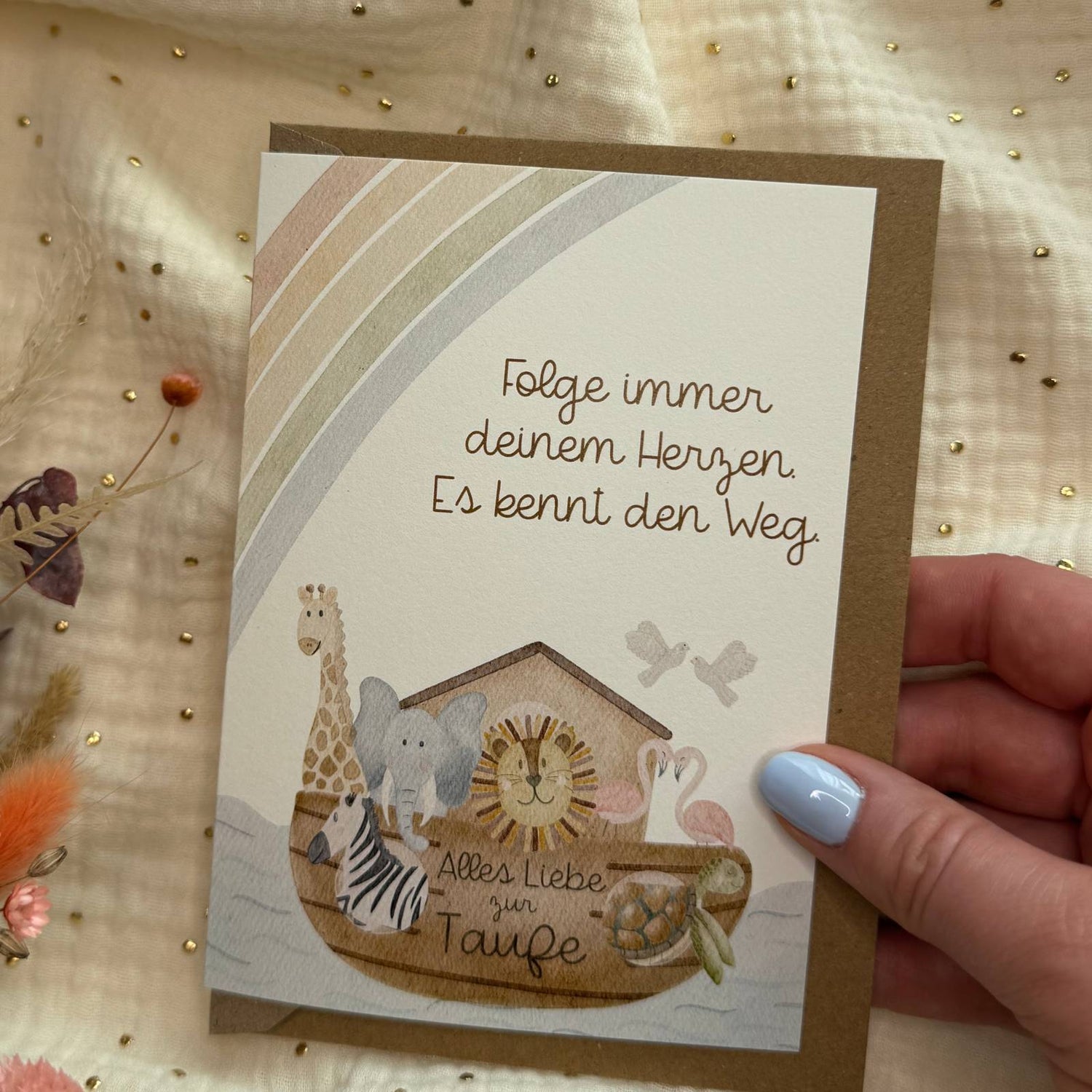 Karte zur Taufe mit Arche Noah