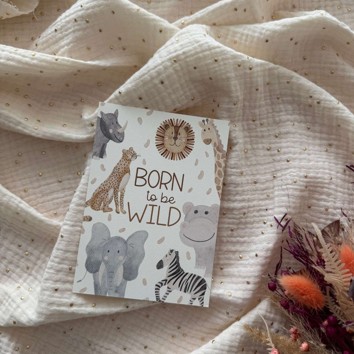 Postkarte zur Geburt Safari