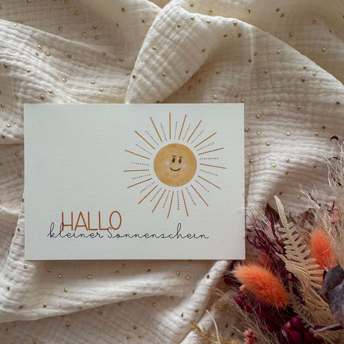 Postkarte zur Geburt Sonnenschein
