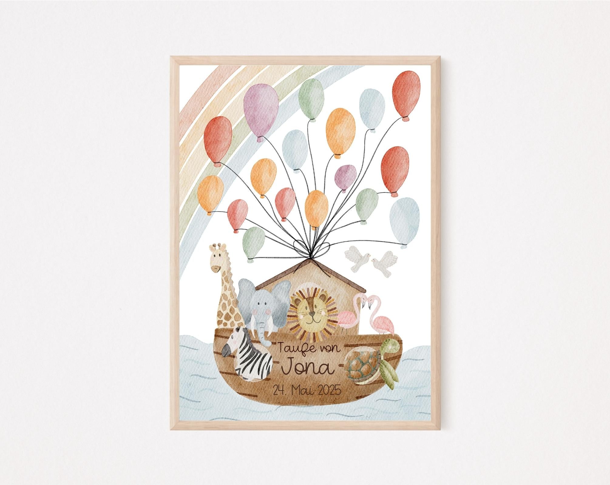 Kinderposter Taufe Arche Noah personalisierbar