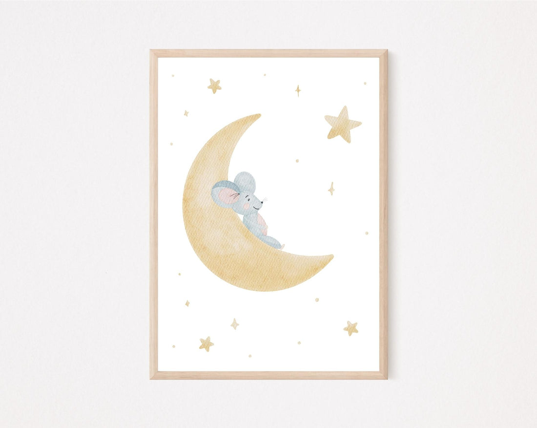 Kinderposter Mond mit Maus