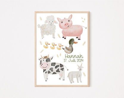 Kinderposter Bauernhof personalisierbar
