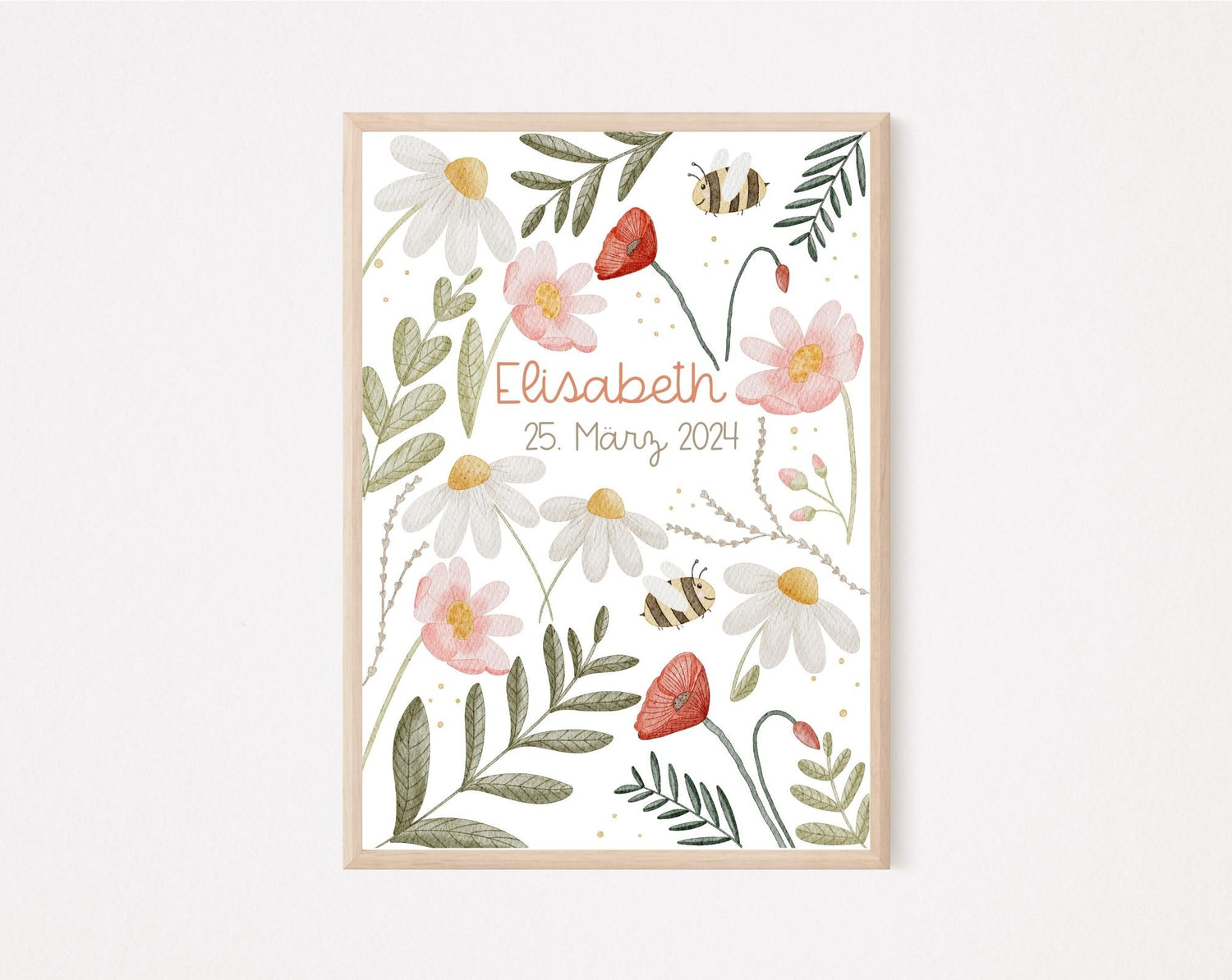 Kinderposter Blumen personalisierbar