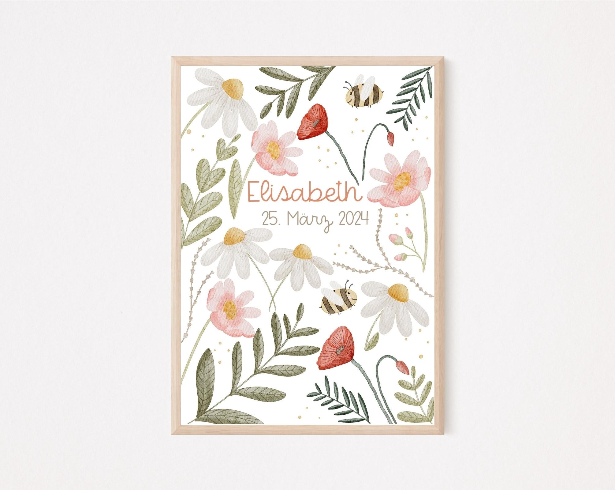 Kinderposter Blumen personalisierbar