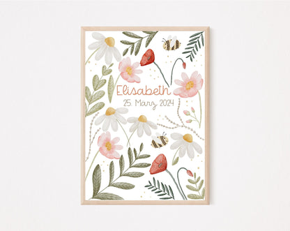 Kinderposter Blumen personalisierbar