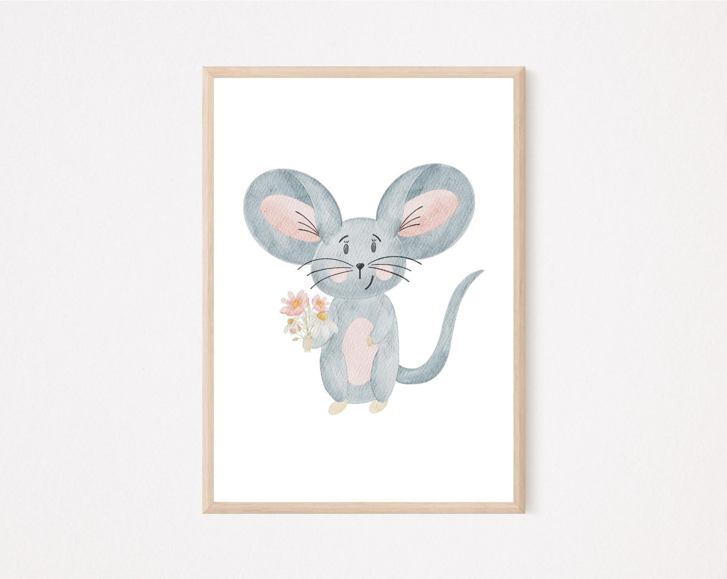 Kinderposter Maus mit Blumen