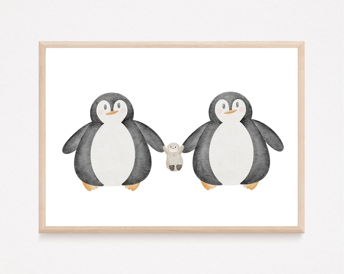 Kinderposter Pinguinfamilie