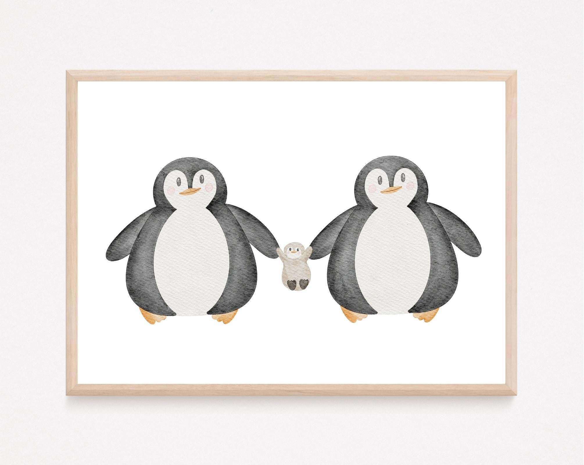 Kinderposter Pinguinfamilie