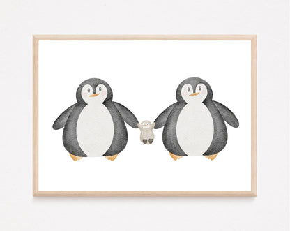 Kinderposter Pinguinfamilie