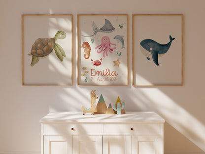 Kinderposter Unterwasser personalisierbar