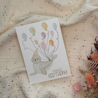 Postkarte Geburtstag Robbe