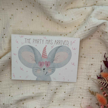 Postkarte Party Maus