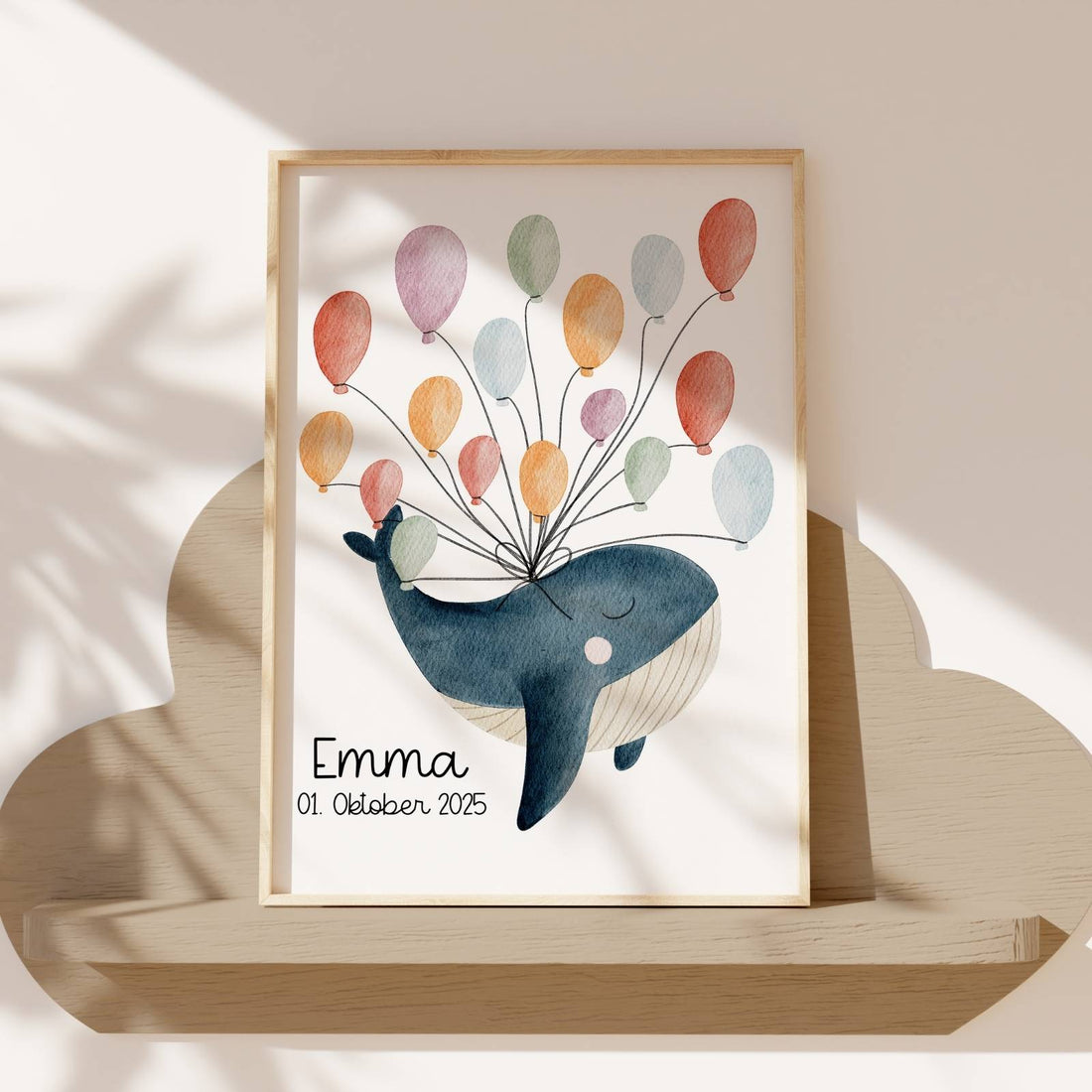 Kinderposter Taufe Wal personalisierbar