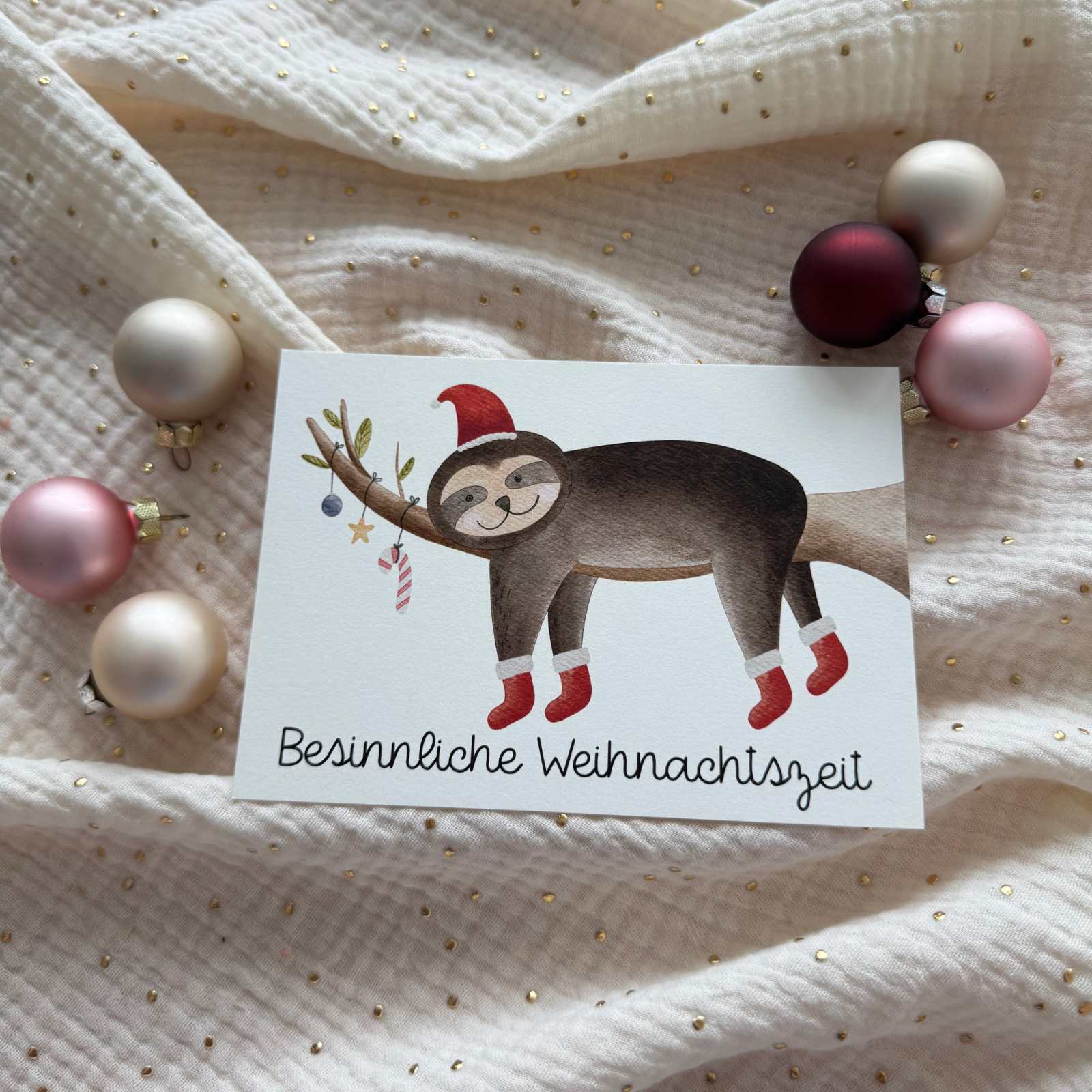 Weihnachtskarte Faultier
