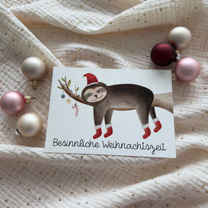 Weihnachtskarte Faultier