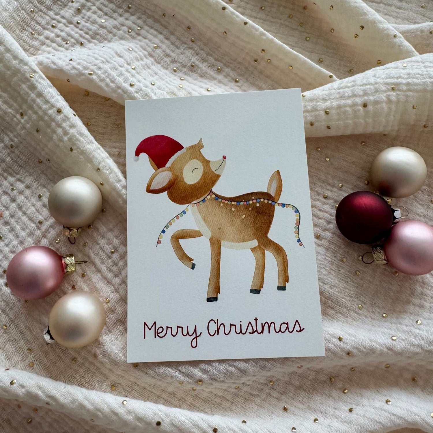 Weihnachtskarte Reh
