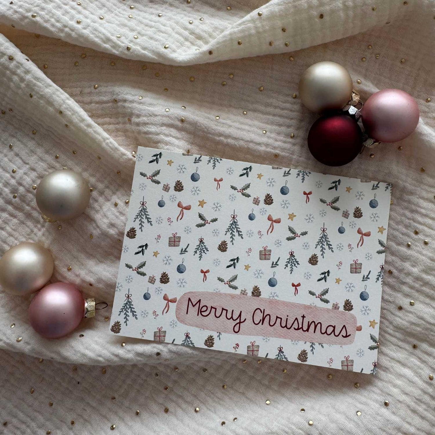 Weihnachtskarte Boho Ornamente